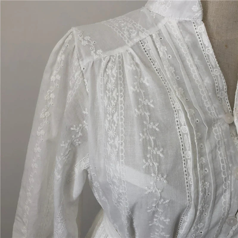 FashionSierra-Mini  White Cotton Lace  Summer   V Neck  Floral Embroidery  Brand   Beach  Vestidos  Boho Dress