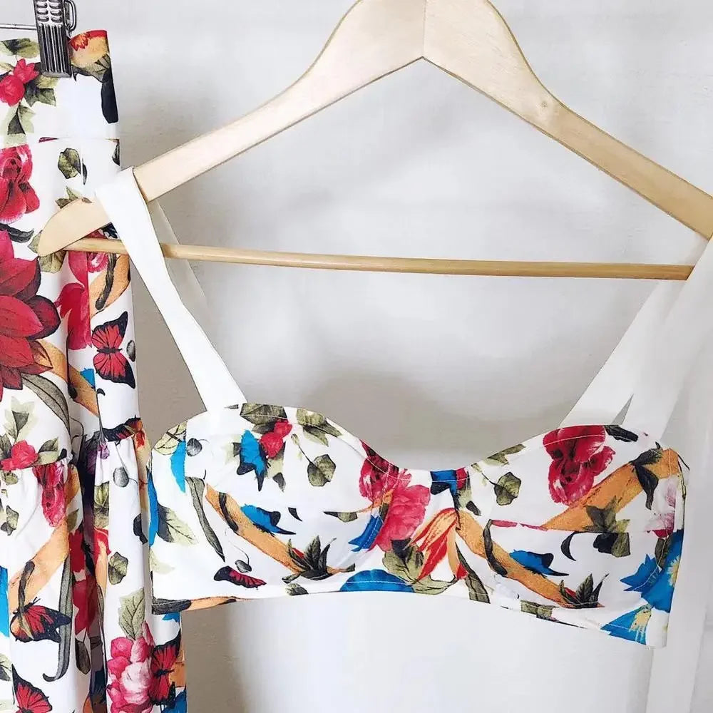 FashionSierra-Sleeveless Maxi   2 Piece Set  Vintage Floral Print  Bohemian  Summer  Vestidos  Beach  Robe   3XL Boho Dress