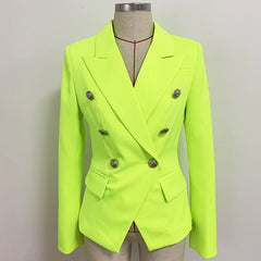 Designer Metal Lion Buttons Blazer