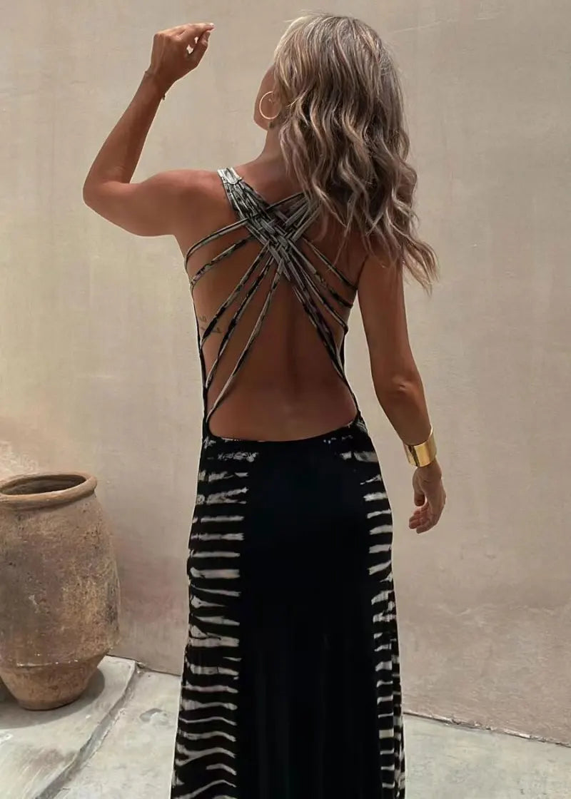 Stretch Lace-Up Sexy Casual Beach Female Boho Dress