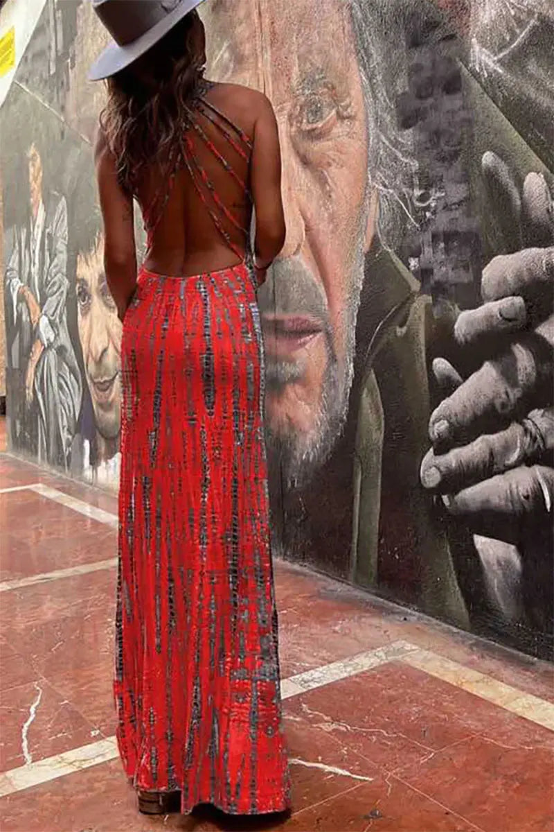 Stretch Lace-Up Sexy Casual Beach Female Boho Dress
