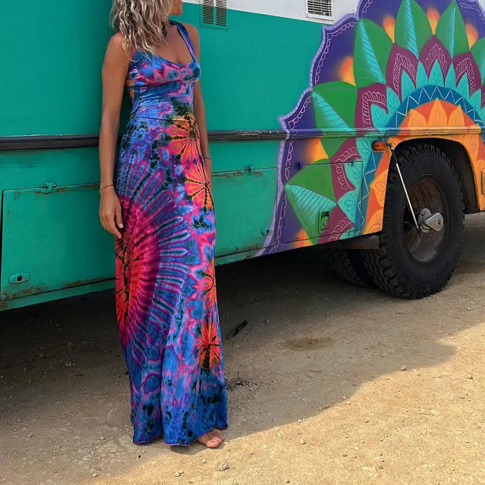 Stretch Lace-Up Sexy Casual Beach Female Boho Dress