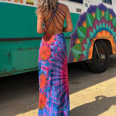 Stretch Lace-Up Sexy Casual Beach Female Boho Dress