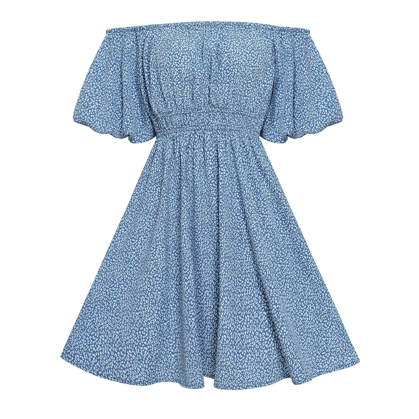 Plead Backless Short Off Shoulder Printed Waist Petite Beach Boho Dress