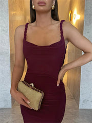 Ladies Sexy Pleated High Maxi New Casual Dress