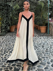 Chiffon Contrast Off-Shoulder Female Casual Dress
