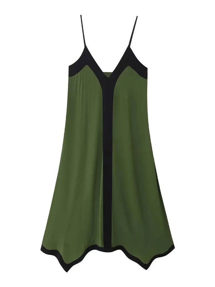 Chiffon Contrast Off-Shoulder Female Casual Dress