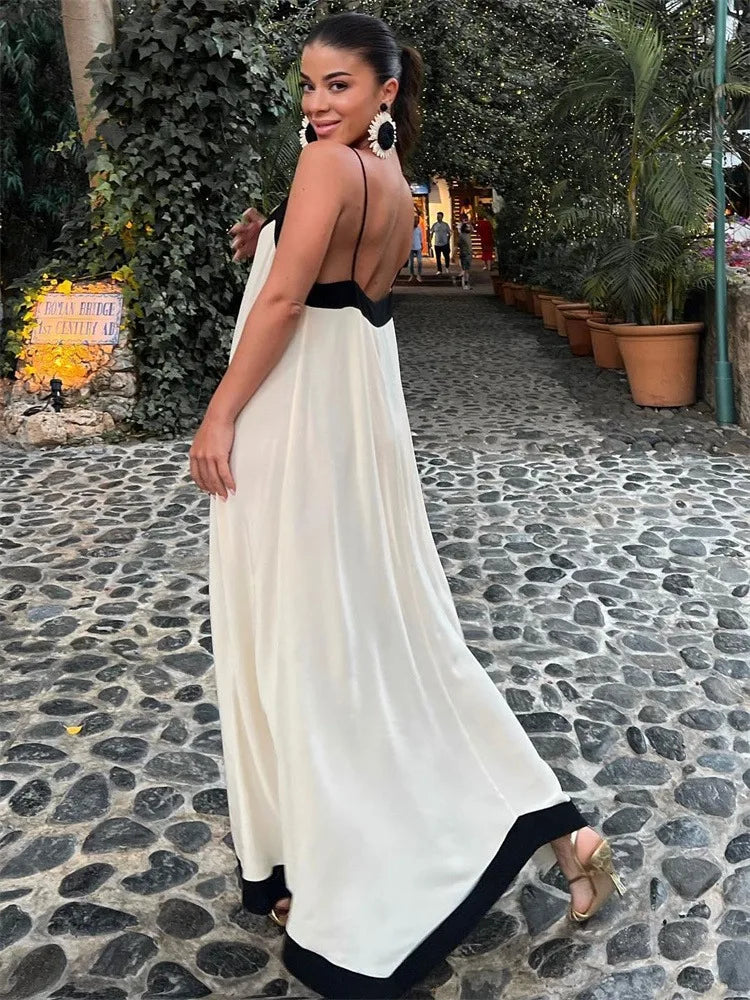Chiffon Contrast Off-Shoulder Female Casual Dress