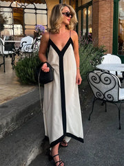 Chiffon Contrast Off-Shoulder Female Casual Dress