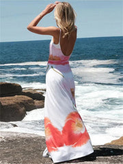 Fashion Printed Halter For Backless Bandage Maxi High Waist New Party Casual Dress