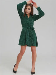 High Waist Mini Fashion Bandage Printed Casual Dress