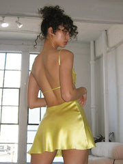 New Spaghetti Straps Low Cut Ladies Club Wear Sundresses Summer Casual Dress