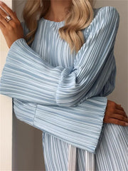 Gradient WomenLace Up New Fashion Sleeved Loose Pullover High Waist Party Casual Dress