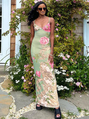 Halter Female Backless Summer V-Neck Maxi Elegant Fashion Sleeveless Party Casual Dress