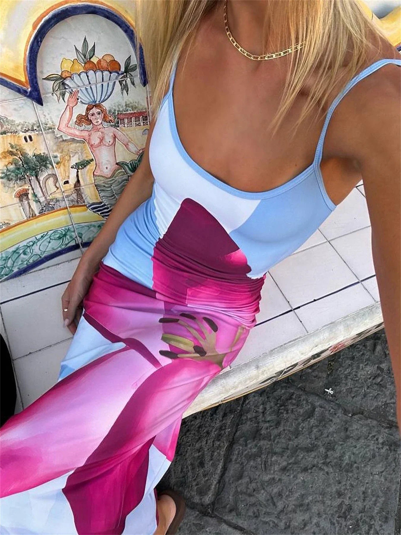 Summer Casual Bodycon Sundress Tossy Printed Long Boho Dress