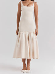 Lace-Up Ruffled Mesh Bandage High Waist Fashion Female Casual Dress