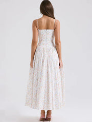 Slim Fit White Floral Summer Lace Maxi Dress