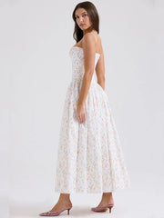 Slim Fit White Floral Summer Lace Maxi Dress