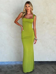 Sleeveless Backless Slim Fit Long Camisole Maxi Dress