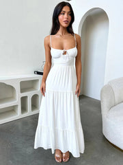 Slim A-line Spaghetti Strap Spring Summer Backless Party Maxi Dress