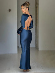 Long Slim Bodycon Backless Nightclub Autumn Winter Maxi Dress