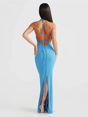 Long Halter Backless Nightclub Slim Bodycon Spring Summer Maxi Dress