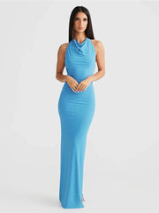 Long Halter Backless Nightclub Slim Bodycon Spring Summer Maxi Dress