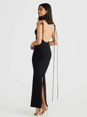 Long Halter Backless Nightclub Slim Bodycon Spring Summer Maxi Dress
