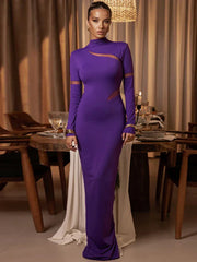 Long Slim Bodycon Hollow Out Nightclub Autumn Winter Maxi Dress