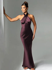 Long Slim Bodycon Halter Backless Nightclub Party Maxi Dress