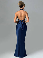 Long Slim Bodycon Halter Backless Nightclub Party Maxi Dress