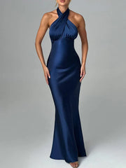 Long Slim Bodycon Halter Backless Nightclub Party Maxi Dress