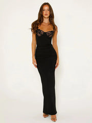 Long Slim Bodycon Spaghetti Strap Spring Summer Backless Party Maxi Dress