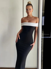 Off Shoulder Long Slim Bodycon Spring Summer Backless Nightclub Midi Dress