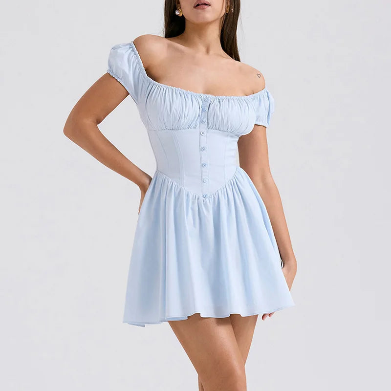 Square Collar Strapless Nightclub Party Spring Summer Mini Dress