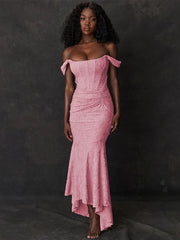 Jacquard Off Shoulder Mermaid Nightclub Long Spring Summer Maxi Dress