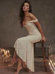 Jacquard Off Shoulder Mermaid Nightclub Long Spring Summer Maxi Dress