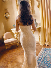 Lace Pleated Bodycon Mermaid Spaghetti Strap Spring Summer Long Party Maxi Dress