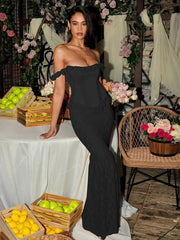 Mermaid Long Off Shoulder Lace Patchwork Backless Spring Summer Maxi Dress