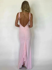 Mermaid Bodycon Elegant Long Halter Backless Nightclub Summer Maxi Dress