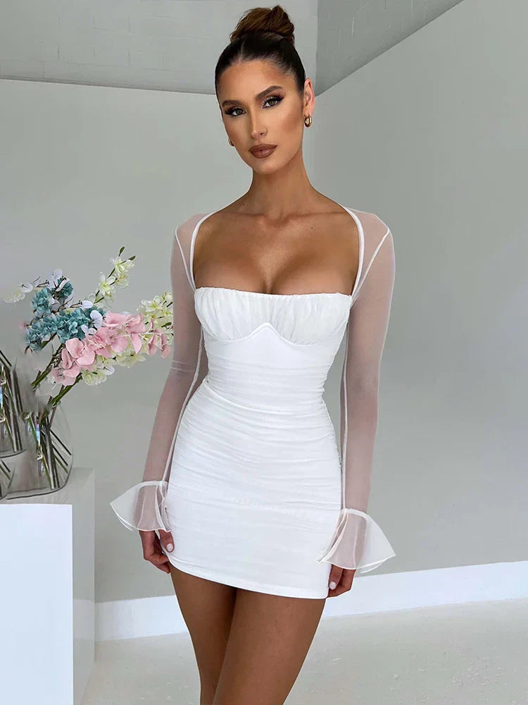 Waist Wrap A-line Lace Strapless Summer Backless Nightclub Sexy Party Mini Dress