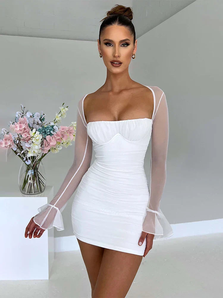 Waist Wrap A-line Lace Strapless Summer Backless Nightclub Sexy Party Mini Dress