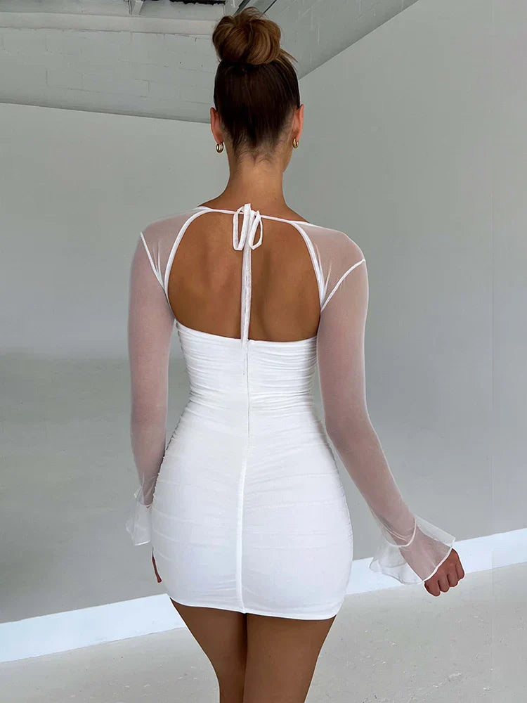 Waist Wrap A-line Lace Strapless Summer Backless Nightclub Sexy Party Mini Dress