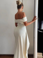 Off Shoulder Long Summer High Split Backless Nightclub Party Maxi Dress