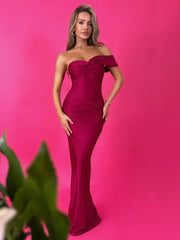 One Shoulder Bodycon Strapless Long Backless Spring Summer Maxi Dress