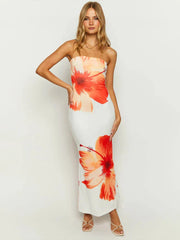 Print Bodycon Elegant Long Backless Nightclub Spring Summer Maxi Dress