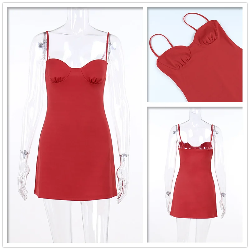 Short A-Line Summer Slim Sling Spaghetti Strap Strapless Backless Mini Dress