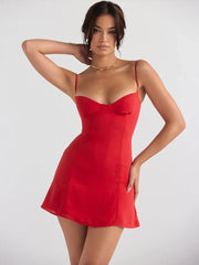 Short A-Line Summer Slim Sling Spaghetti Strap Strapless Backless Mini Dress