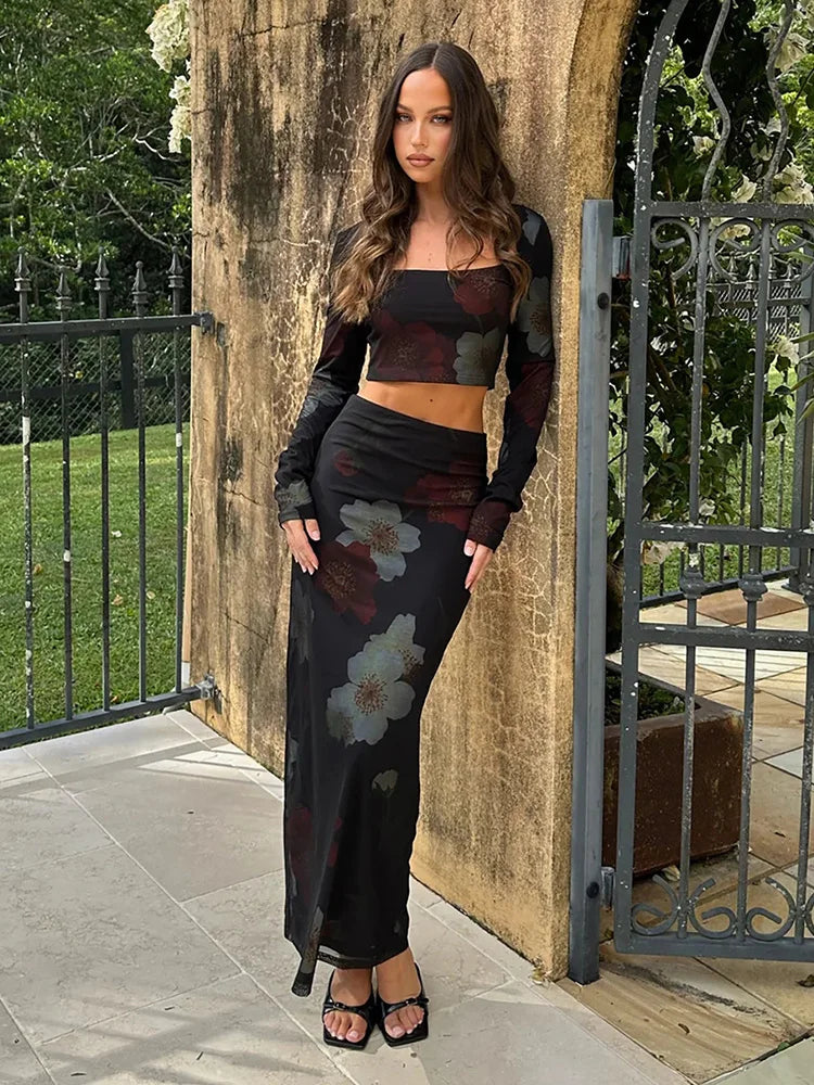 Party Printed Maxi Slim-fit 2 Piece Dress