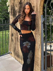 Party Printed Maxi Slim-fit 2 Piece Dress